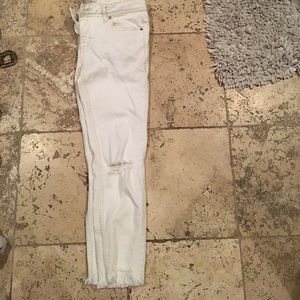 White free people crop jeans